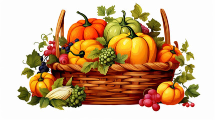 harvest basket add an illustration of a harvest basket on white background
