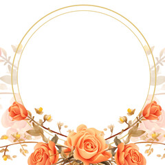 Orange and white vector frame with foliage pattern background with flora and flower. Flower watercolor square background for social media post feed template