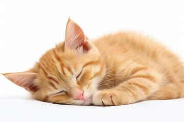 Isolated white background sleeping cat