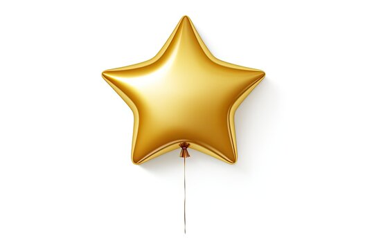 Isolated white background single metallic star balloon for birthday