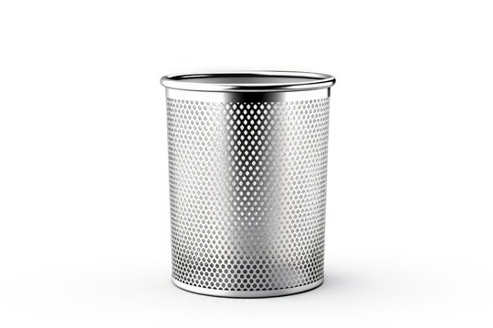 Isolated white trashcan