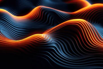 Foto op Aluminium A background with illuminated undulating patterns. A fluid and dynamic representation of abstract particles. Voluminous data presented in a three-dimensional digital image. © The Big L