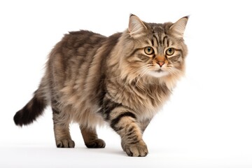 Obraz premium Beautiful happy cat posing on white background looking at the camera