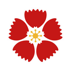 Flat chinese flower decoration. Abstract flower with oriental style