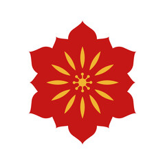 Flat chinese flower decoration. Abstract flower with oriental style