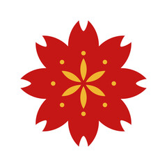 Flat chinese flower decoration. Abstract flower with oriental style