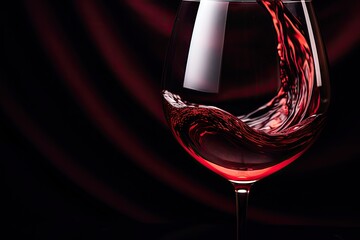 Close up photo of red wine glass with food - obrazy, fototapety, plakaty