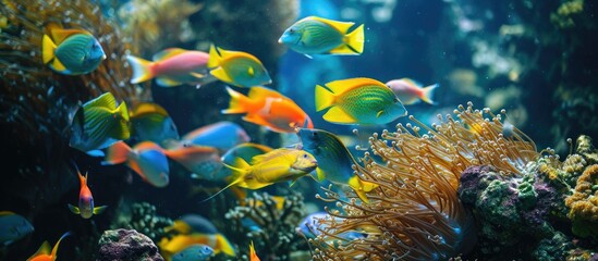 Fototapeta na wymiar Vibrant fish in a thriving reef system.