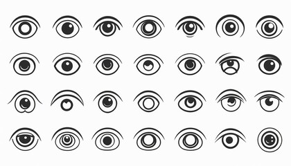 Eye Line Icon Set: A Vector Illustration for Your Designs