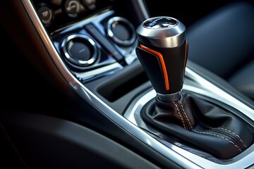 Modern car s automatic gear lever detail