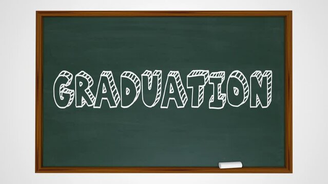 Graduation Chalkboard Word Final Day Date Classes School Education Graduate 3d Animation