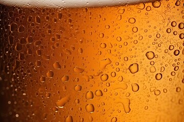 Water drops on beer glass - obrazy, fototapety, plakaty
