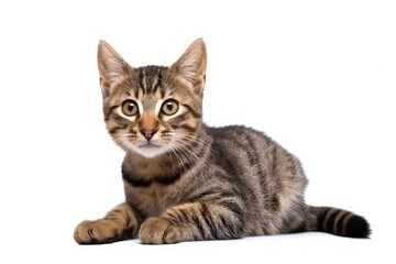 Obraz premium Lonely kitten on white backdrop