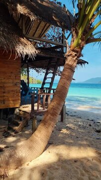 Wooden bamboo hut on the beach of Koh Wai Island Trat Thailand a tinny tropical Island near Koh Chang popular for day trips