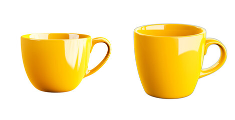 PNG Set of yellow mug isolated on transparent background