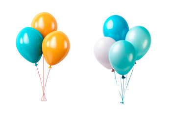 PNG Set of colorful balloons isolated on transparent background