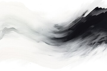 Abstract horizontal watercolor and acrylic painting with black and white texture