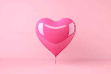 Minimal idea concept Pink balloon heart shape on pink background