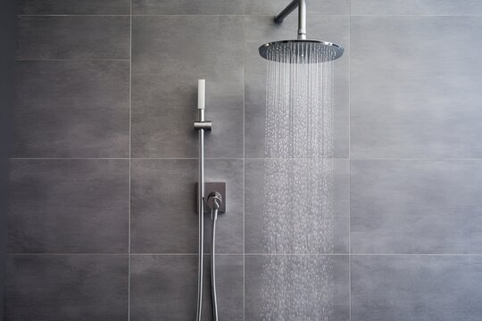 Modern bathroom with wall background and shower head