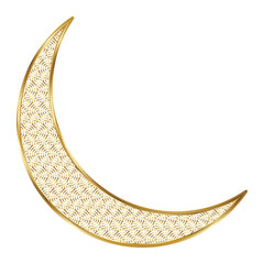 crescent moon in gold color on transparent background