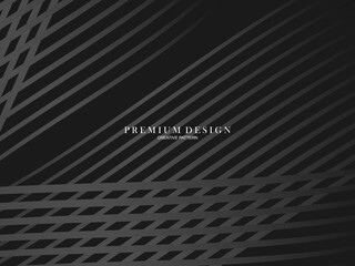 Black abstract background design. Modern wavy lines (guilloche curves) pattern in monochrome colors. Premium line texture for banner, business card, background. Dark horizontal vector template.