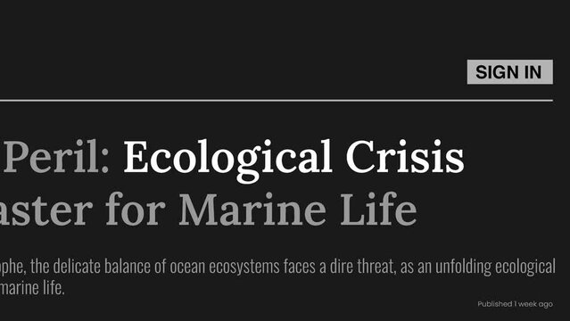 Term 'Ecological crisis' highlighted on FAKE headlines news publications. Titles on black background. Can be used for editorial AND non editorial content as everything is 100% fake