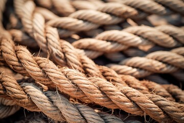 Fototapeta premium Nautical background with aged boat rope in close up