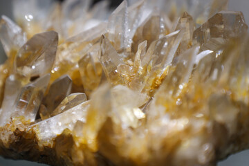citrine semigem geode crystals geological mineral isolated white crystal mineral texture as very...