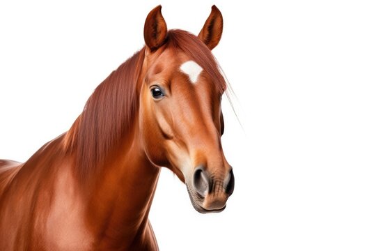 Red horse purebred white background