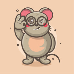cute mouse animal character mascot with ok sign hand gesture isolated cartoon 