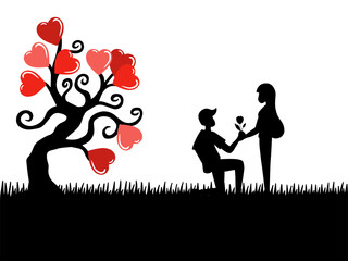 Valentines Day Silhouette Background
