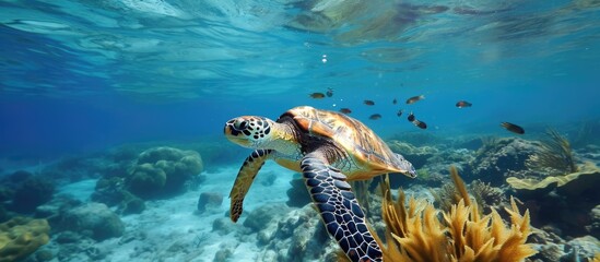 Hawksbill turtle in Caribbean, Bonaire.
