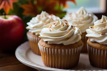 Soft fluffy and moist cupcakes filled with tender apples and cozy spices all crowned with a creamy maple buttercream frosting