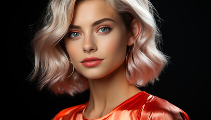 Naklejka premium Beautiful blond haired Caucasian woman with a fashionable, elegant, and sensual look generated by AI
