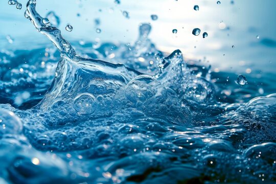 水面で跳ね上がる水飛沫と水中の泡, Generative AI