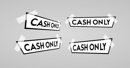 cash only set of labels or sign