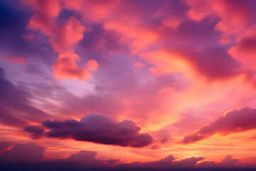 Fototapeta premium Heavenly Sunset: Under a beautiful pinkish purple sky, an abstract super-wide illustration of the setting sun in a cloud generative ai