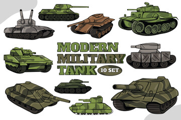 Modern Military Tank Illustration Set