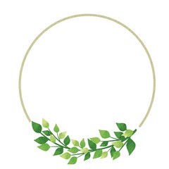 Bunch of green leaves wreath frame illustration for decoration on nature, organic lifestyle and healthy concept.