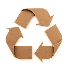 Cardboard recycling symbol isolated on white background