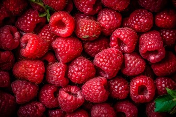 Closeup of fresh raspberries background