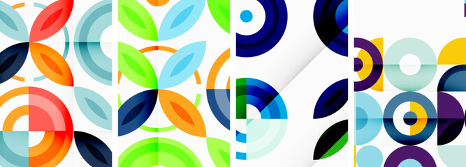 Circles and rings geometric backgrounds. Posters for wallpaper, business card, cover, poster, banner, brochure, header, website