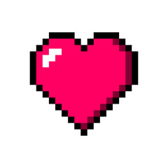 Pixel art heart. love color icon valentine. pink heart.