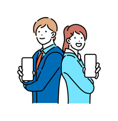 Vector illustration set of men and women with smartphones