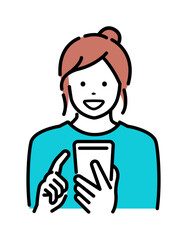 Vector illustration of woman  with smartphone