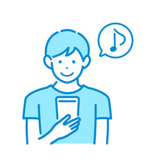 Vector illustration of man  with smartphone