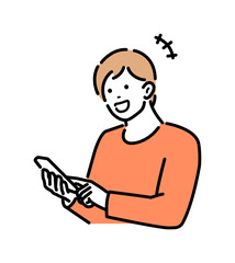 Vector illustration of man  with smartphone