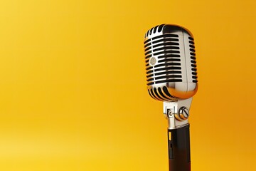 Vintage mic on yellow backdrop