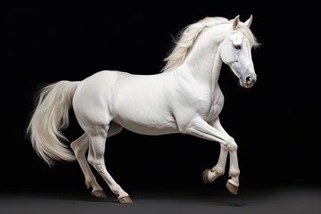 Obraz na płótnie Canvas White horse against a white backdrop