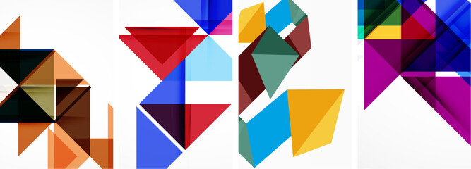 Set of colorful triangle poster cover template backgrounds. Vector illustration For Wallpaper, Banner, Background, Card, Book Illustration, landing page